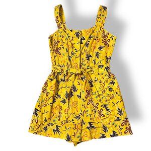 ALC Gilmour Romper Jumpsuit Women Sz 2 Yellow Printed Linen Sleeveless Playsuit